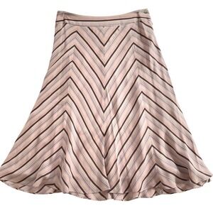 Jones New York womens 100% silk skirt striped lightweight A line sleek zig zag 6